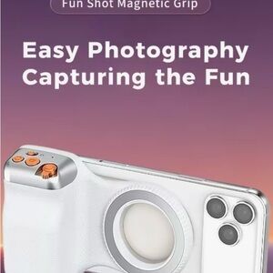 Fun Shot Magnetic Phone Camera Grip White Bundle. ( Ultra Strong Magnetic)